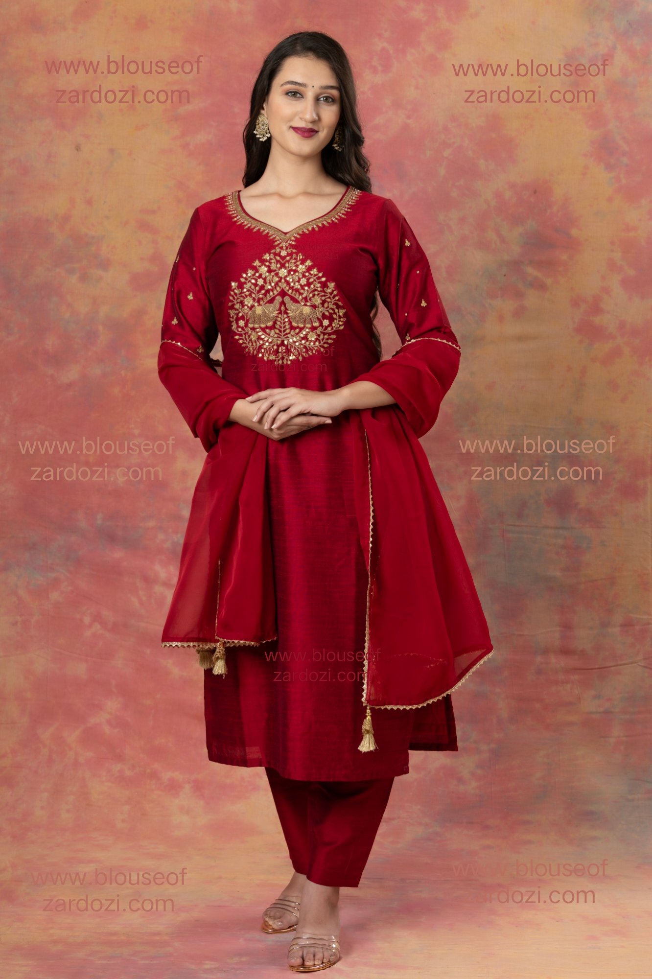 MAROON ELEPHANT MARODI ZARDOZI work designer  Readymade Salwar Suit