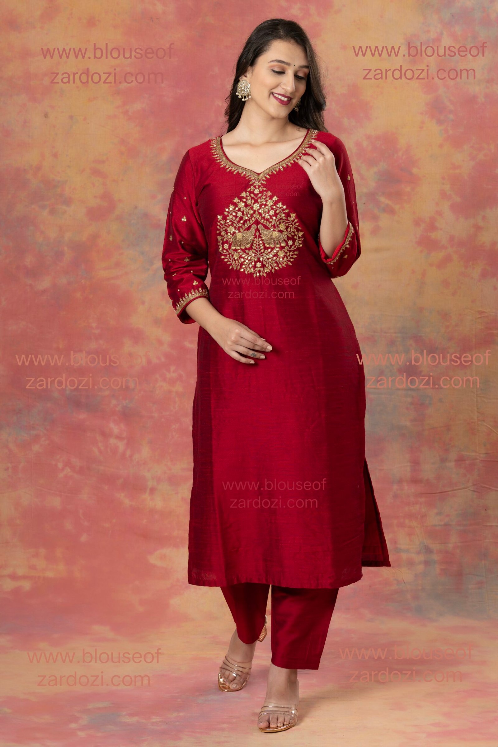 MAROON ELEPHANT MARODI ZARDOZI work designer  Readymade Salwar Suit