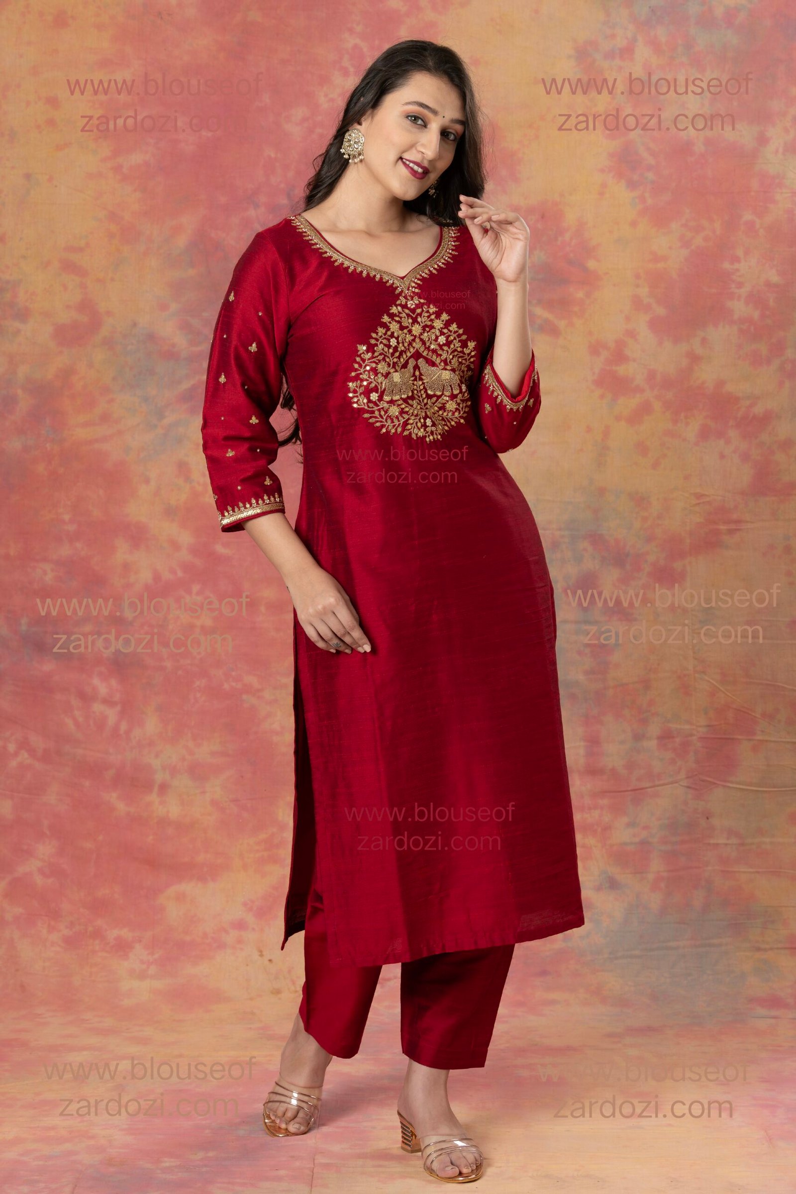 MAROON ELEPHANT MARODI ZARDOZI work designer  Readymade Salwar Suit