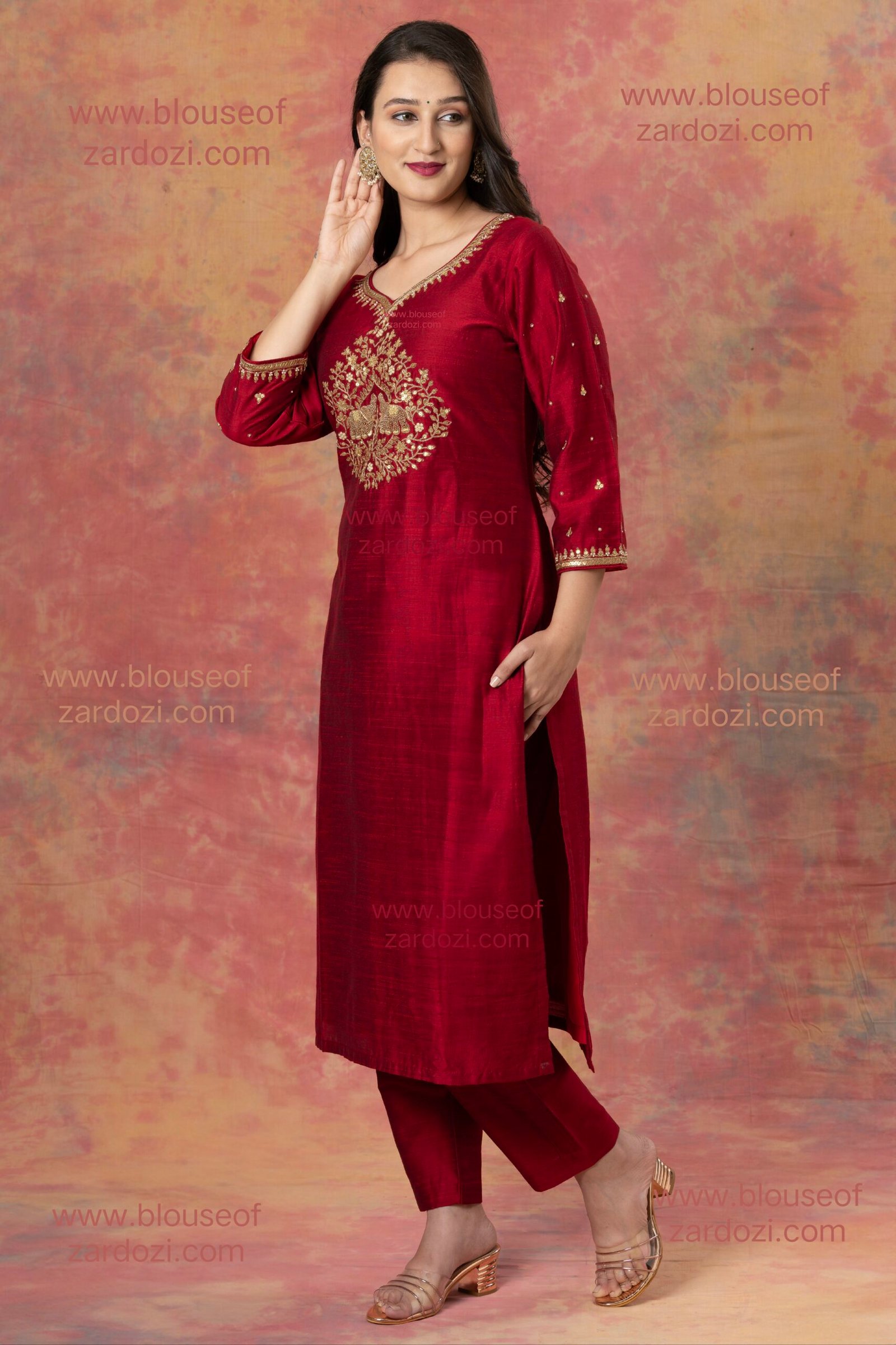 MAROON ELEPHANT MARODI ZARDOZI work designer  Readymade Salwar Suit