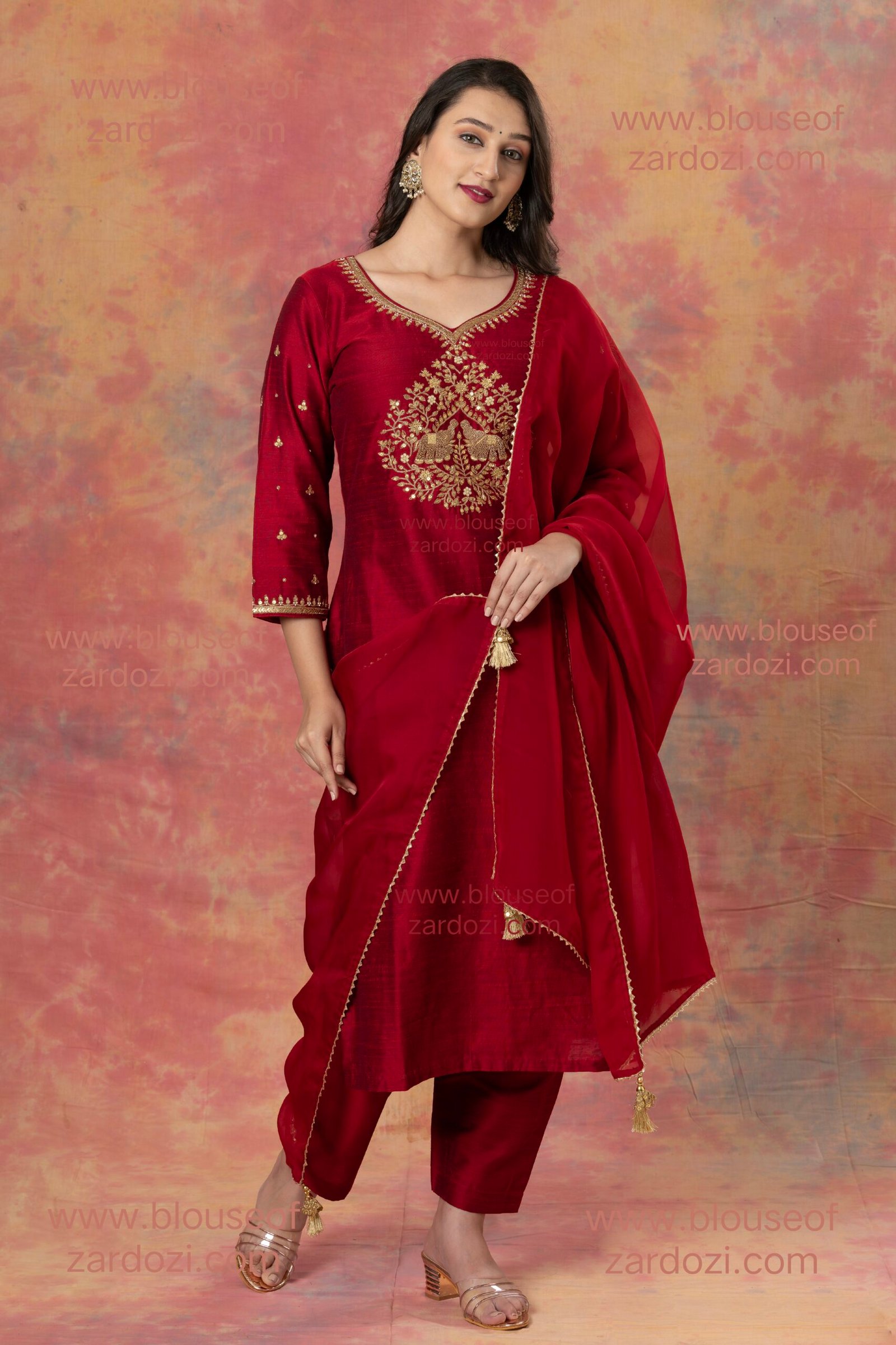 MAROON ELEPHANT MARODI ZARDOZI work designer  Readymade Salwar Suit