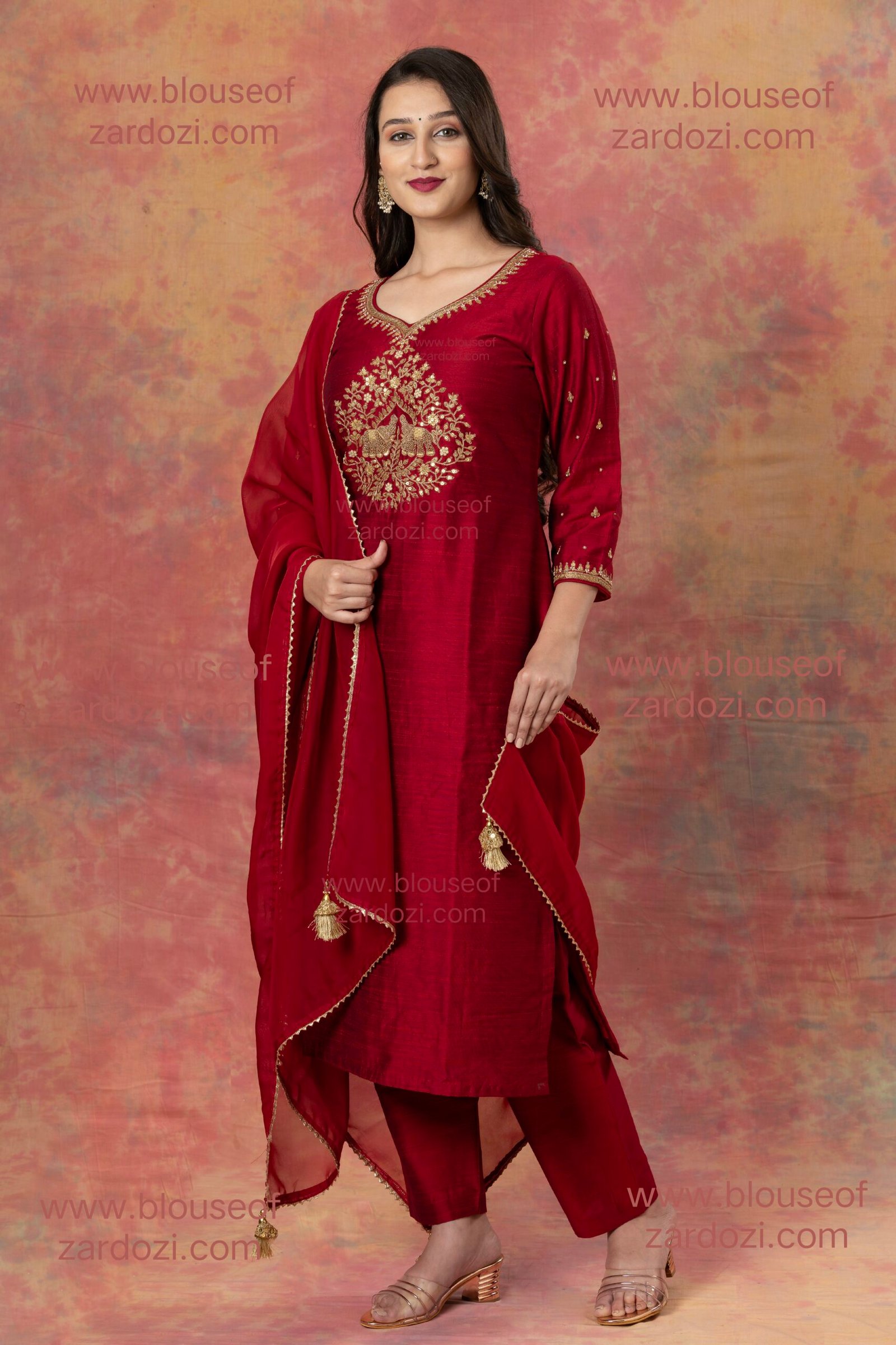 MAROON ELEPHANT MARODI ZARDOZI work designer  Readymade Salwar Suit