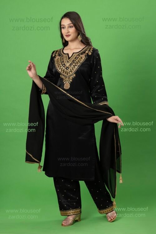 Black Aabha Marodi Zardozi Work Resigner Readymade Plazo Suit
